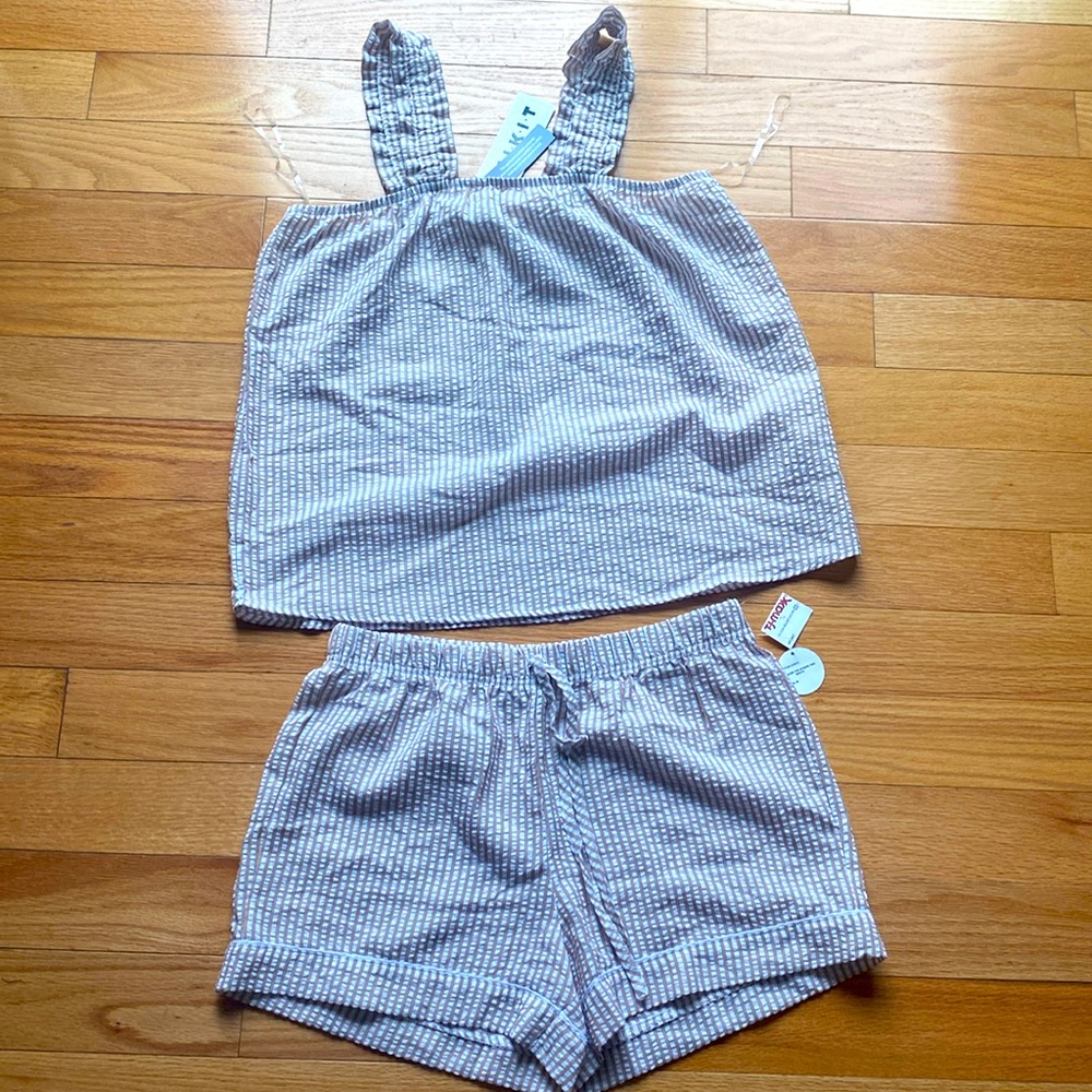 Sleep Set Pajamas KIKIT Pinstripe Tan M medium